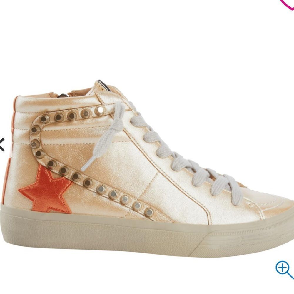 ShuShop New Metallic High-Top Sneakers with Red Star size 8 new
